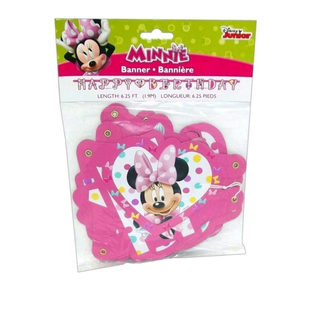 Disney Minnie Happy Birthday Banner 6.25 Feet New Pink Polka Dots
